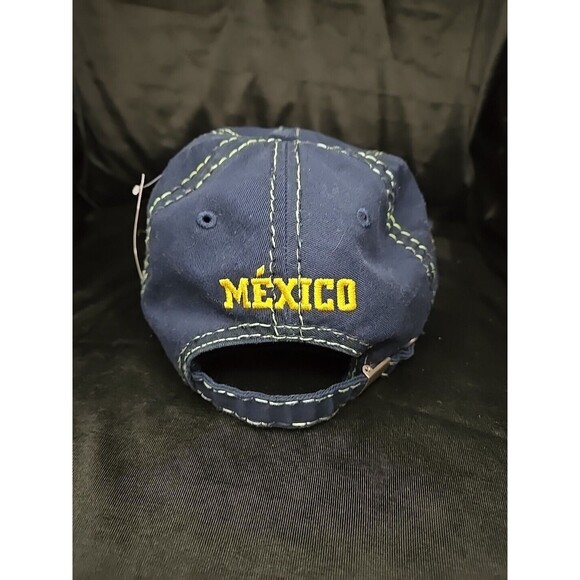 Cancun 1970  Navy/Yellow Green Stitching Adjustable Trucker Cap Hat Banana Bay - Picture 4 of 6